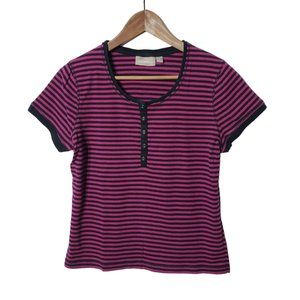 Croft & Barrow t-shirt, stripped, front buttons